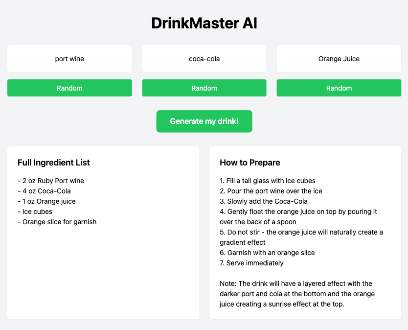 DrinkMaster AI - Creative Cocktail Generator