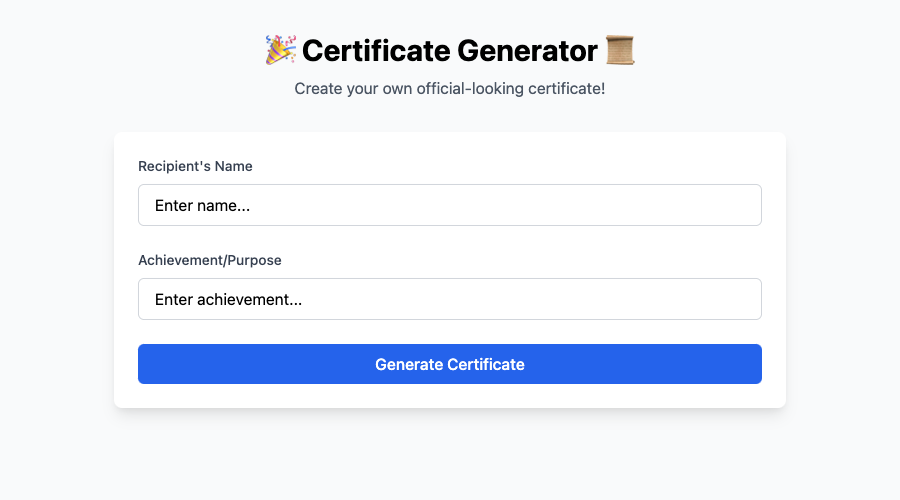 Official Certificate Generator